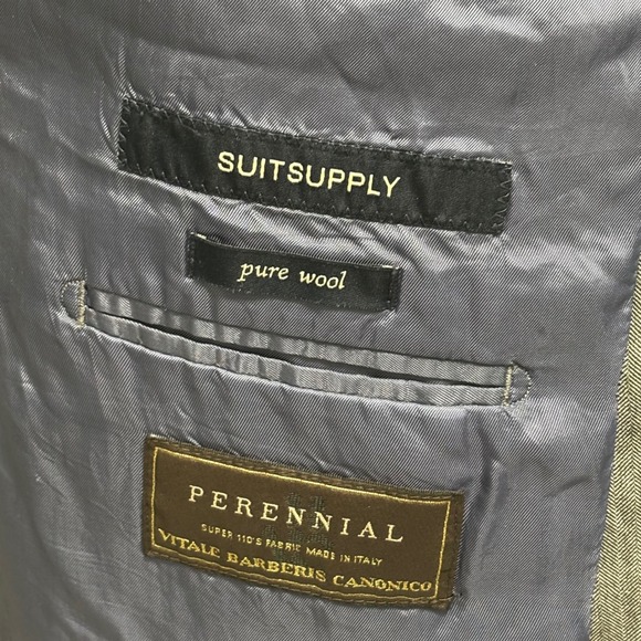 Suitsupply Blazer 44R Livorno Gray Herringbone Jacket Vitale Barberis Canonico - Picture 5 of 16